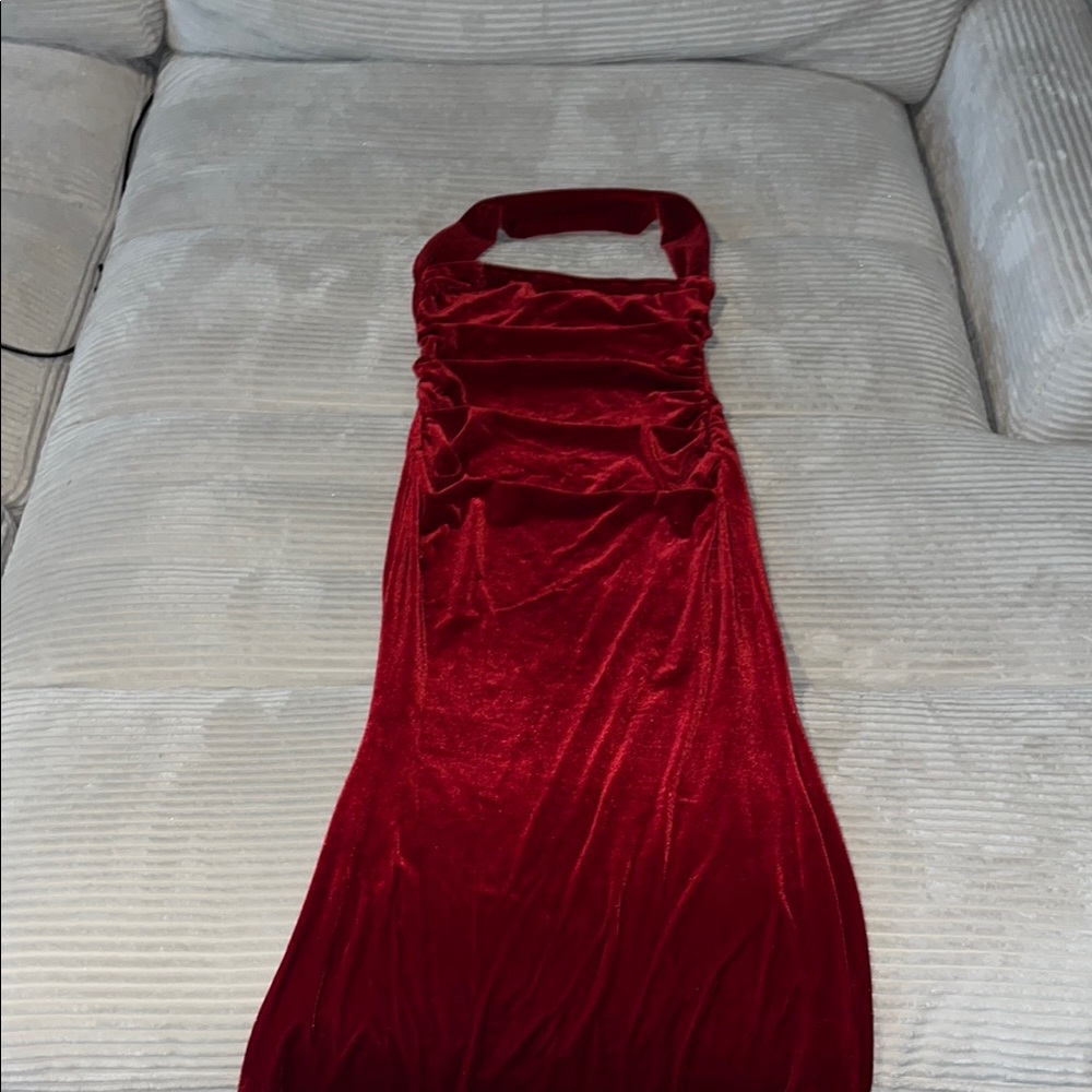 Elegant Red Velvet Dress